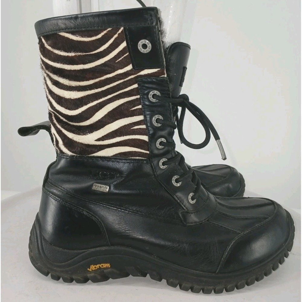 UGG 1002816 Australia Women Adirondack II Boots Leather Shearling Zebra Print C3